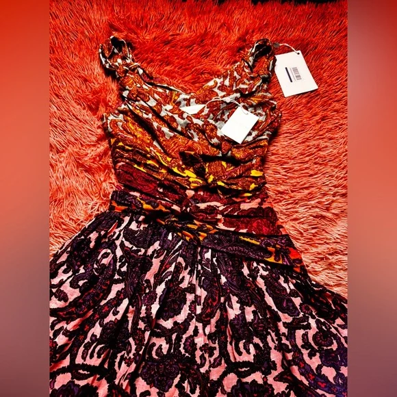 NWT ZIMMERMANN Tiggy Bow Midi Dress in Spliced Paisley. Size 0/XS
